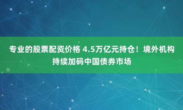 专业的股票配资价格 4.5万亿元持仓！境外机构持续加码中国债券市场
